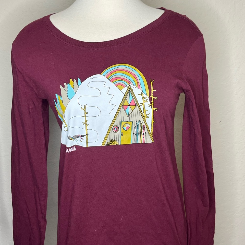 Patagonia Red Graphic Shirt Girls Size XXL Mountain Wildlife Skiing Snow Y2K